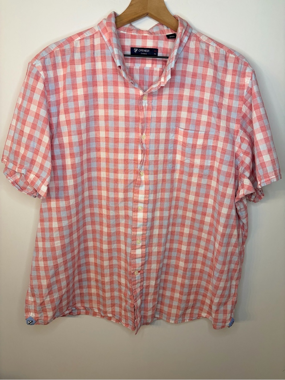 Cremieux Men’s Pink and Blue Short Sleeve Button Down Collar Shirt, Size XXL - Picture 1 of 10